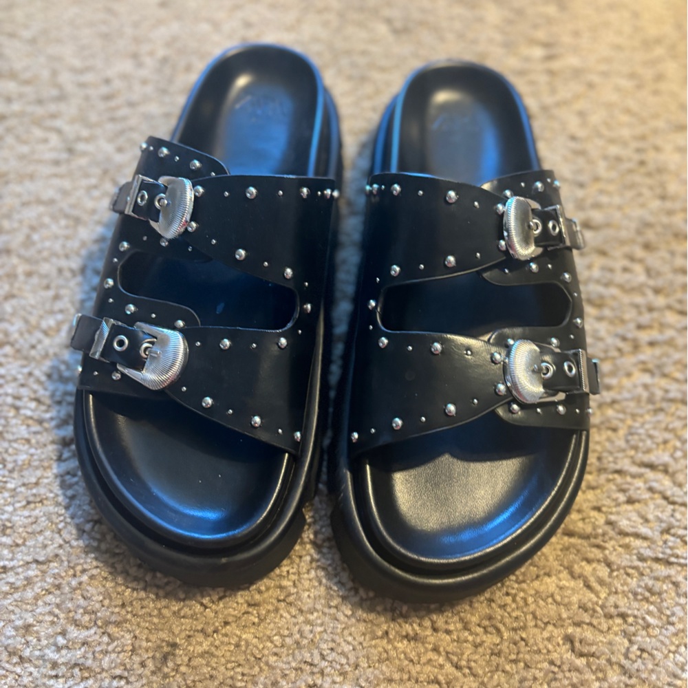 Zara Black Chunky Slide